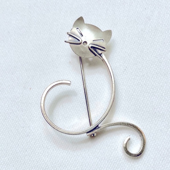 J.W. O"Brian Jewelry - Sterling Silver Cat Brooch Modernistic